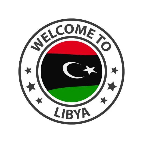 Vector illustration of Welcome to Libya. Collection of welcome icons.