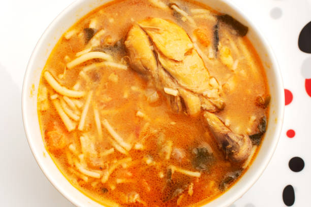 istock Dish with chicken soup on wooden table. 1314295830