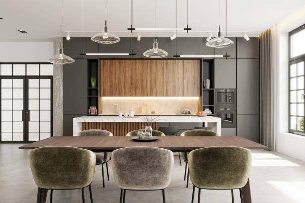 istock Modern apartment dining room interior 1314299396