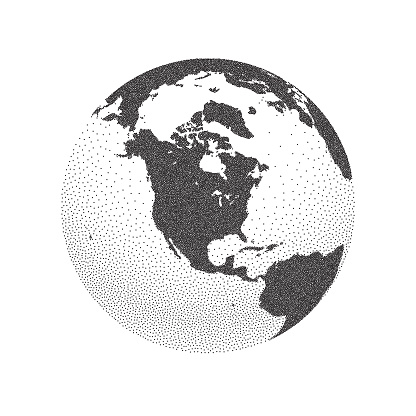 Grainy earth globe vector illustration.