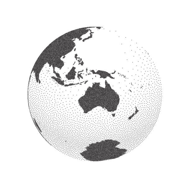 illustrations, cliparts, dessins animés et icônes de globe terrestre se concentrant sur l’australie. - australia new zealand globe world map
