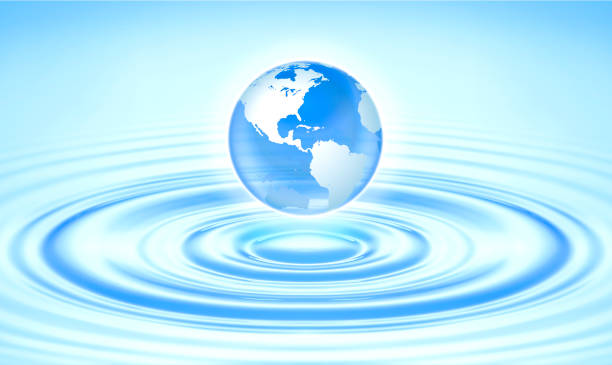 istock Planet Earth drop into Blue wave make wave with copy space text World Water Day. Save clean water, globe world for environmental, ecology, nature earth, pure water, skincare, keep ocean sea concept. 1314305934