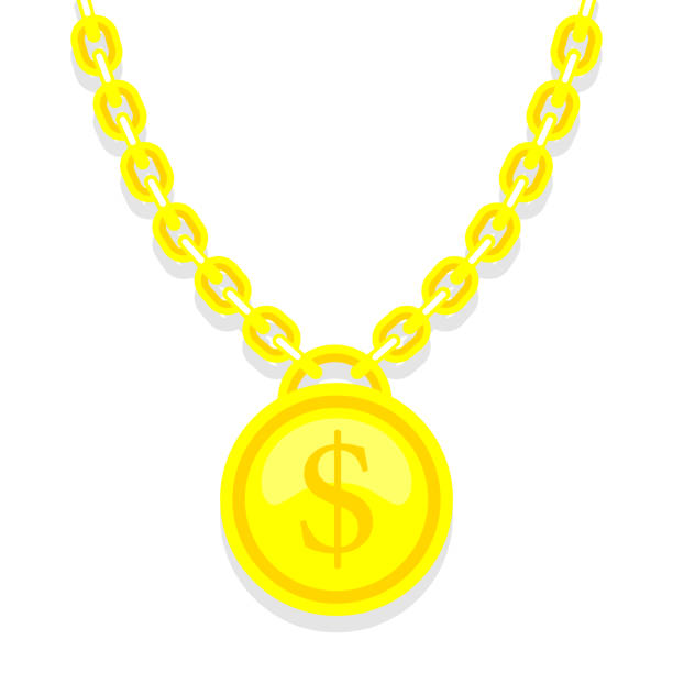 Dollar on gold chain hip hop rap style necklace. American money and financial luxury illustration eps 10 pimp stock illustrations