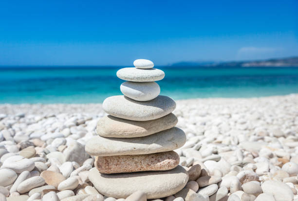 istock Pyramid of stones on the beach 1314306272
