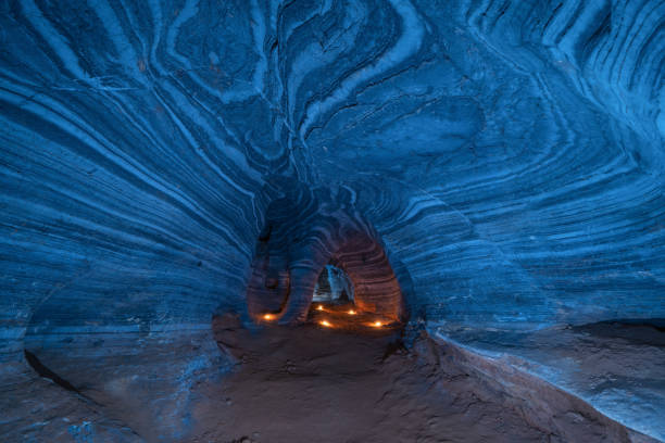 istock Blue cave with rocks, Mae Sot District, Tak, Thailand. Cave wall color pattern with natural landscape. Tourist attraction landmark. 1314309244