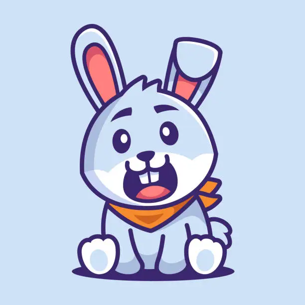 Vector illustration of Cute Bunny Sit Cartoon Character