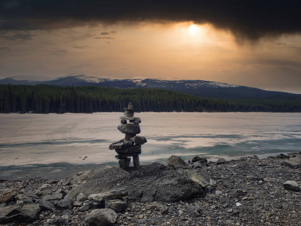 istock a frozen lake in the mountains in canada 1314311007