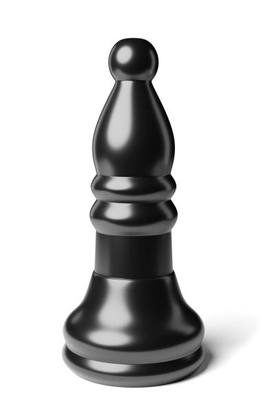 istock Black chess bishop piece isolated on white. 3D rendering illustration. 1314311322