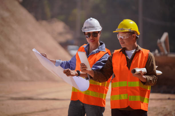 istock Surveyor builder Engineer road Male and female technician 1314313802