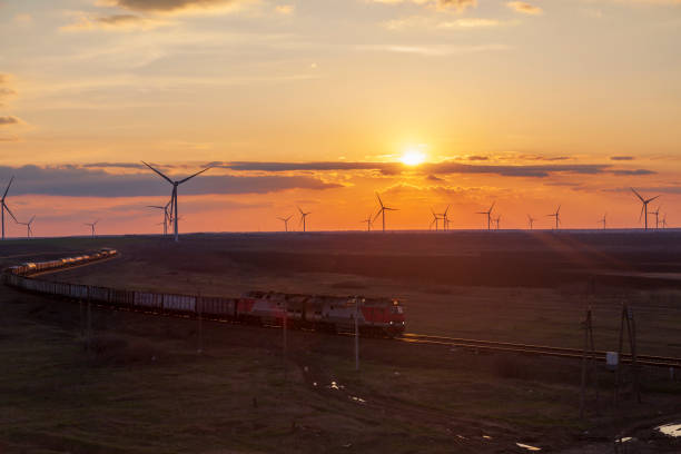 istock Energy. Wind turbines at dusk at sunset 1314323726