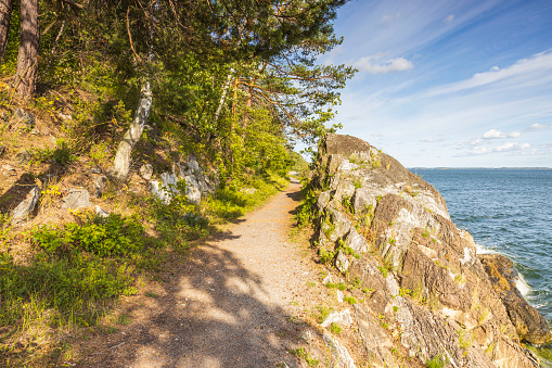 Beautiful view of coast line of Baltic sea.  Gorgeous nature landscape backgrounds. Sweden.