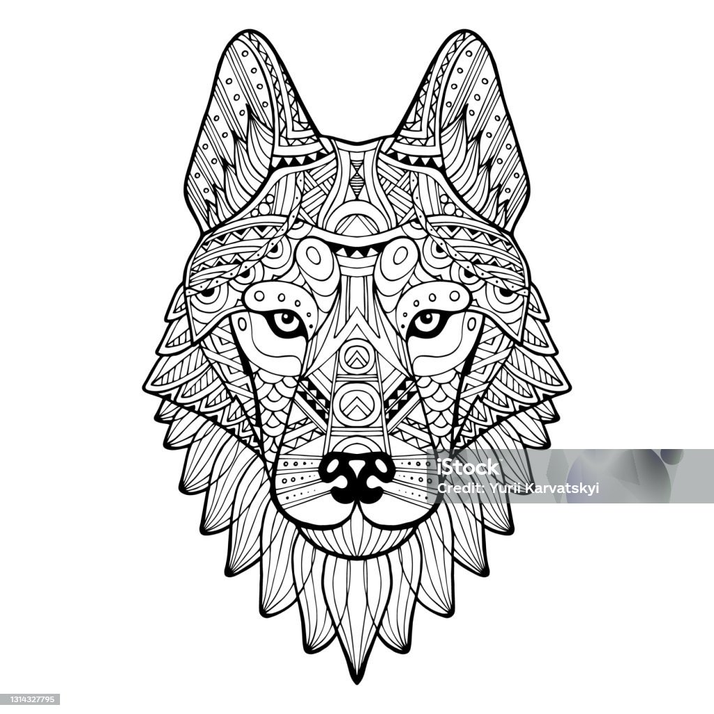 Đầu Có Hoa Văn Của Một Con Sói Husky Chó Đơn Sắc Hình Ảnh Dân Tộc ...