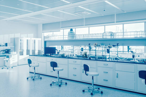 Science Laboratory Cross processed image of an empty science laboratory with equipments. chemistry lab pictures stock pictures, royalty-free photos & images