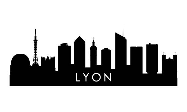 illustrations, cliparts, dessins animés et icônes de silhouette d’horizon de lyon. conception noire de ville de lyon isolée sur le fond blanc. - lyon