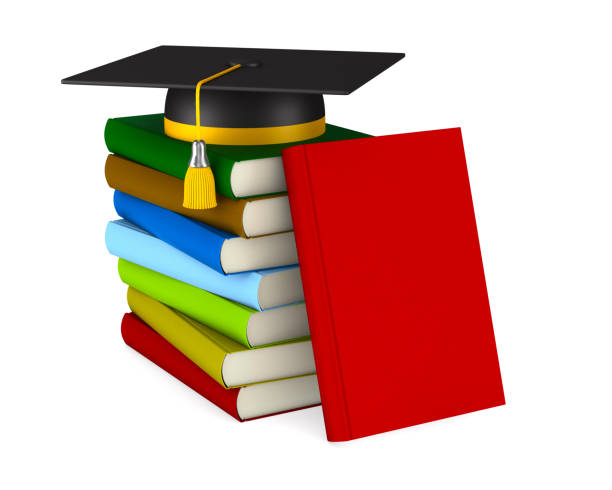 istock graduation cap and pile books on white background. Isolated 3D illustration 1314331211