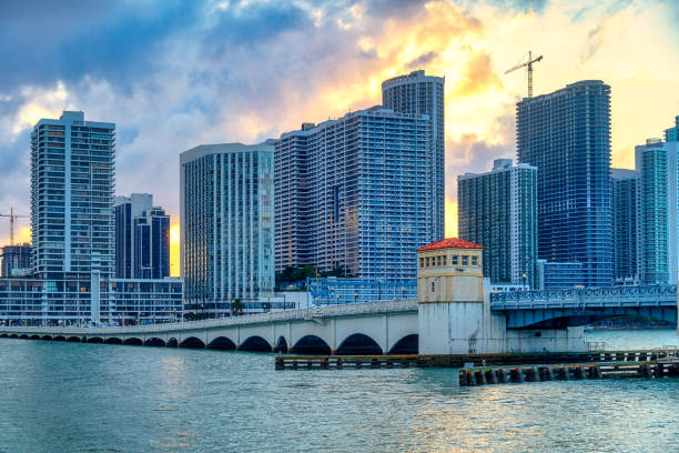 istock Sunset with dramatic sky in Miami city, USA 1314334918