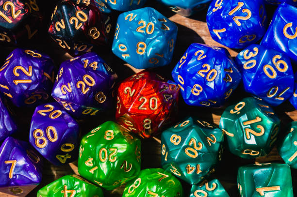 istock Close-up of a red d20 surrounded by dice 1314336105
