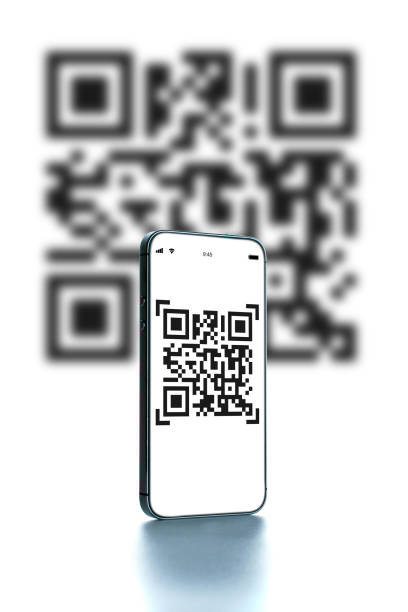 qr-code mobil. digitales handy mit qr-code-scanner auf smartphone-bildschirm für online-pay, scan-barcode-technologie. qrcode-zahlung, online-shopping, bargeldloses technologiekonzept. - bar code medicine healthcare and medicine label stock-fotos und bilder