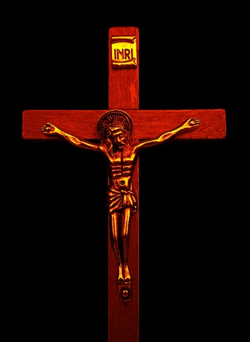 Light painted crucifix on black.