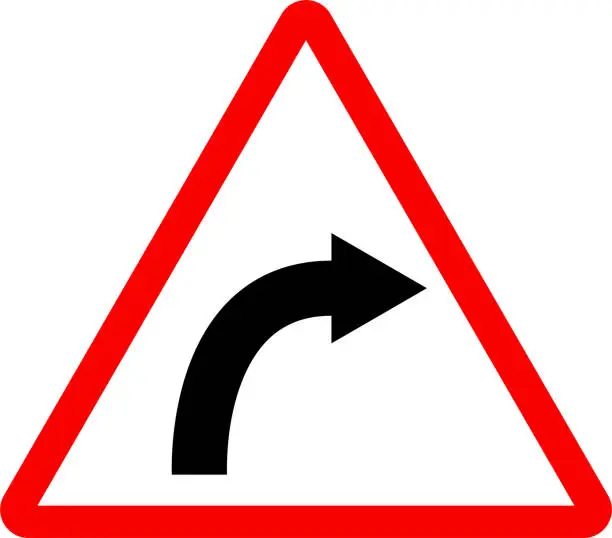 Vector illustration of Right curve sign.