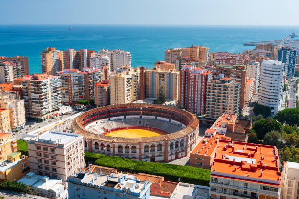 Malaga, Spain  skyline towards the Mediterranean Sea Malaga, Spain  skyline towards the Mediterranean Sea in the afternoon. malaga spain stock pictures, royalty-free photos & images