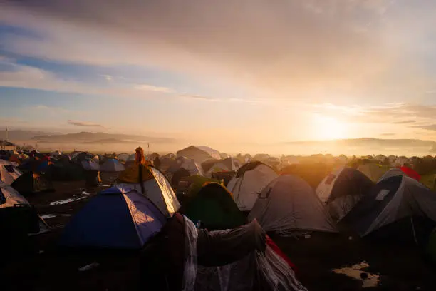 Tents set up at the Idomeni refugee camp in Greece during the refugee crisis