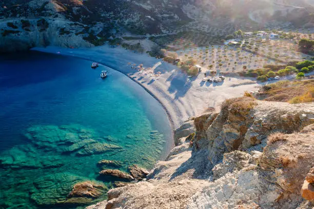 Saint Minas beach in Olympos, at the Karpathos island, Dodecanese, Aegean, Greece