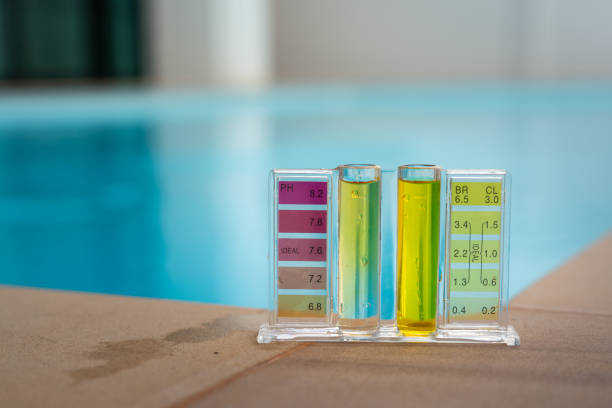 istock Checking water quality of swimming pool by using chemical test kit. 1314360872