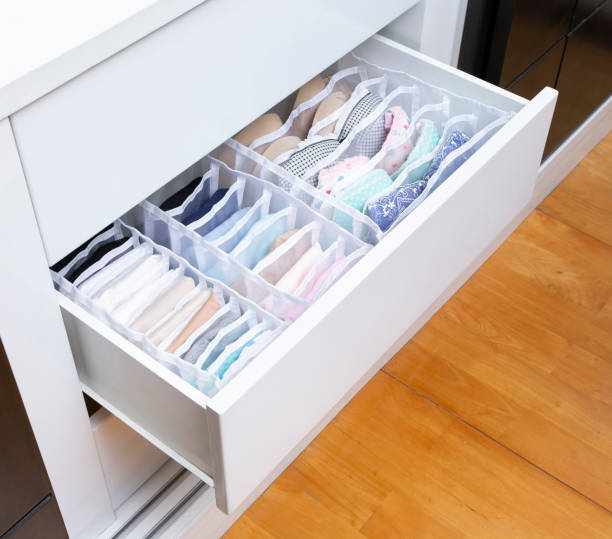 istock closet drawer with fabric boxes for separate storage of bra and underwear 1314361186