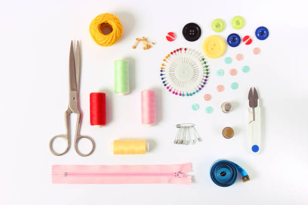 istock sewing accessories close-up. hobbies, fabrics and threads for sewing 1314362307
