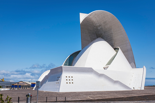 Modern auditorium of Tenerife (Auditorio Adan Martin) in the Canary Islands, designed by star architect Santiago Calatrava and completed in 2003.