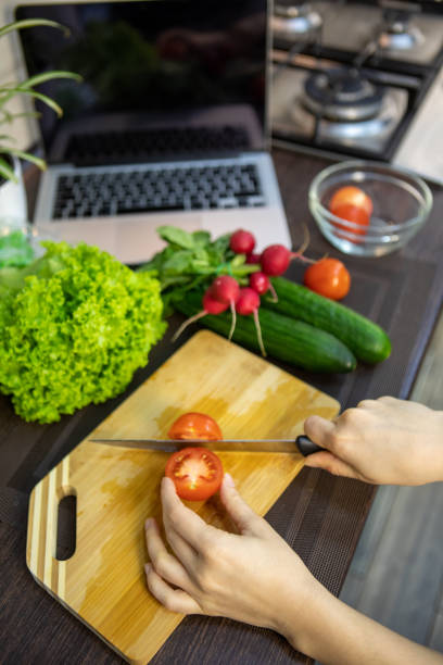 istock overhead top view of kitchen cook table with vegetables 1314372376