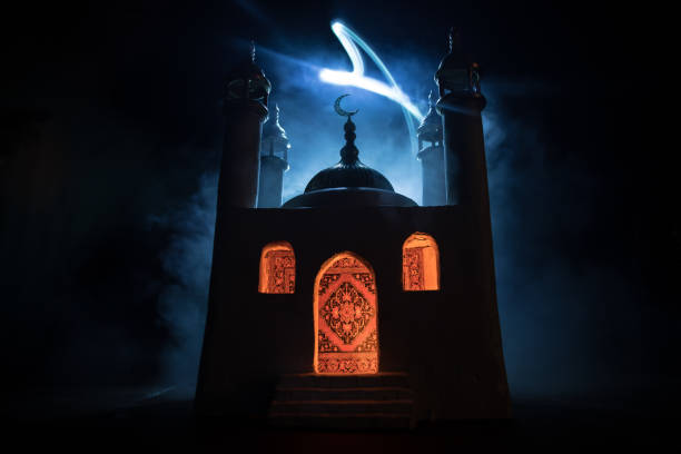 istock A realistic Mosque miniature with windows at night. Festive greeting card, invitation for Muslim holy month Ramadan Kareem. 1314374572