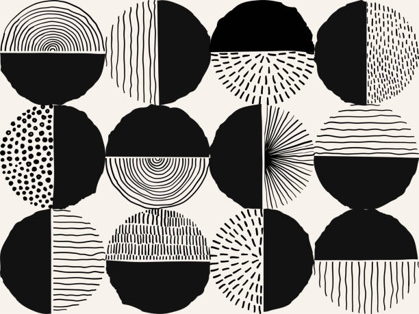 Seamless pattern black and white Doodle Creative minimalist Abstract art shape and Hand Drawn doodle Scribble Circle. Design elements or background for wall decoration, postcard, poster or brochure Seamless pattern black and white Doodle Creative minimalist Abstract art shape and Hand Drawn doodle Scribble Circle. Design elements or background for wall decoration, postcard, poster or brochure. Ink and Brush stock illustrations