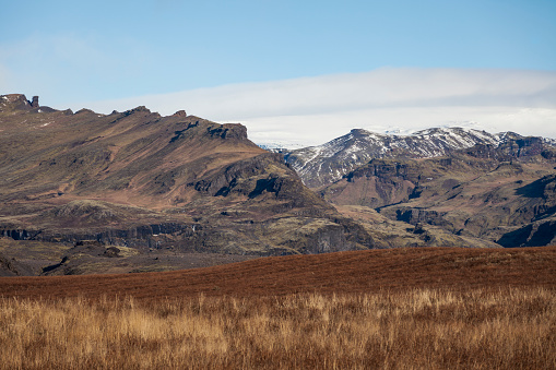 roughed mountain ridge in iceland.