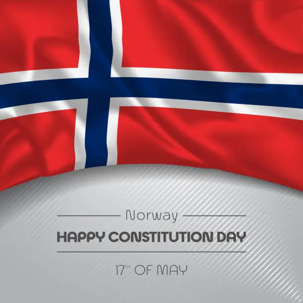 Vector illustration of Norway happy constitution day greeting card, banner vector illustration