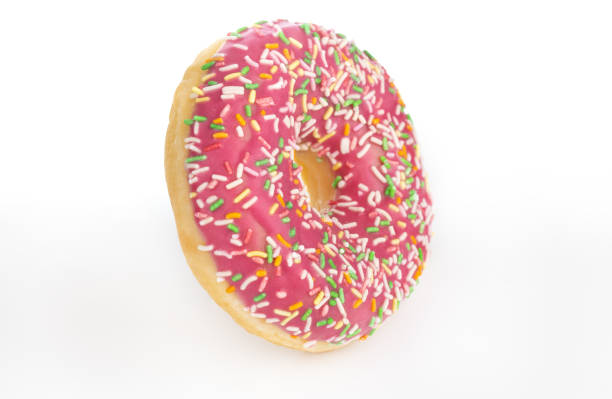 istock Donut close-up on a white background. Round donut isolated on white background. 1314384170