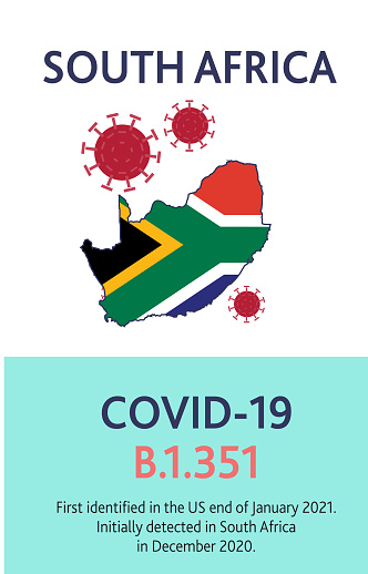 Vector illustration of a Covid-19 Variant web banner design template with placement text and origin areas of the virus mutation. Easy to edit vector template. Includes flags and maps of areas. Download includes vector eps 10 and high resolution jpg.