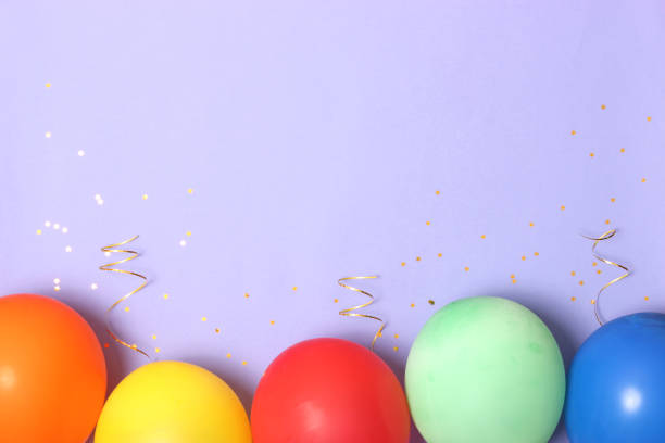 istock festive birthday background on colored background with place for text 1314386664