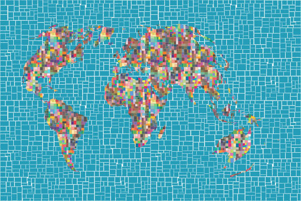 istock Colorful Wolrld map mosaic with geometrical shapes. Vector illustration. 1314386748