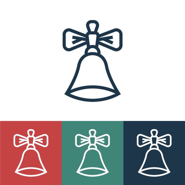 Linear vector icon with school bell Linear vector icon with school bell jingle bells silhouette stock illustrations