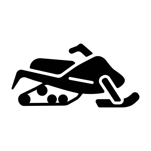 illustrations, cliparts, dessins animés et icônes de conception plate d’icône de glyphe de vecteur de motoneige d’isolement - snowmobiling silhouette vector sport