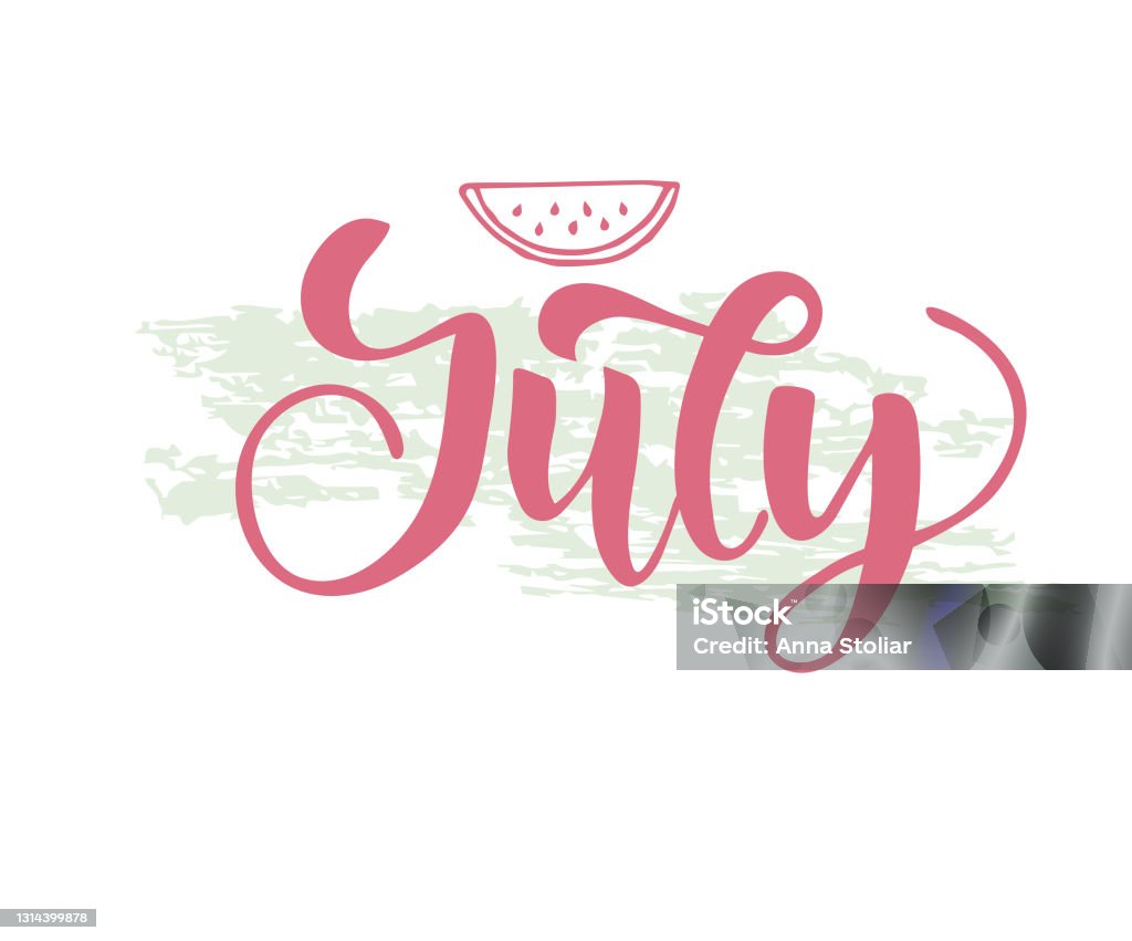July Style Lettering July Lettering Stock Illustration - Download Image Now - Art ...