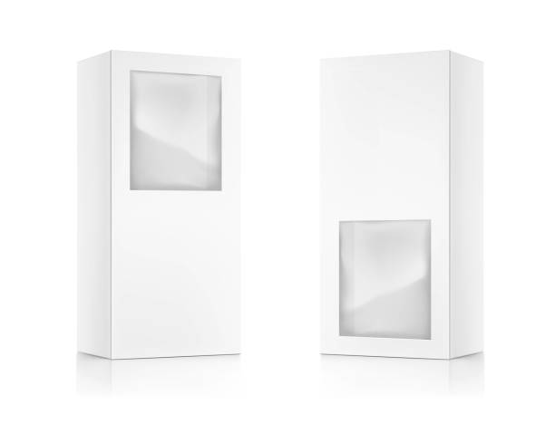 istock Universal mockup of blank cardboard box with transparent window. 1314406451