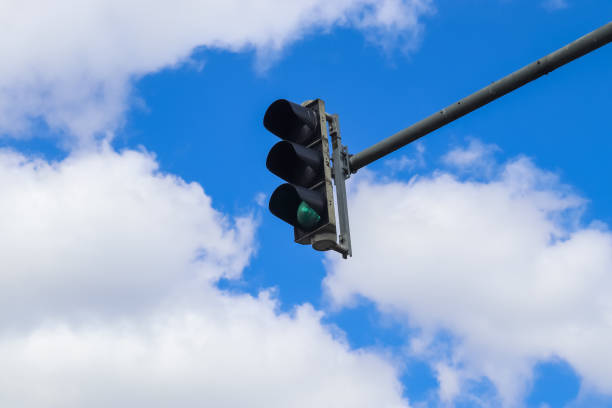 istock Traffic light against the blue sky 1314410100