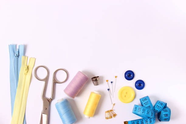 istock sewing accessories close-up. hobbies, fabrics and threads for sewing 1314414116