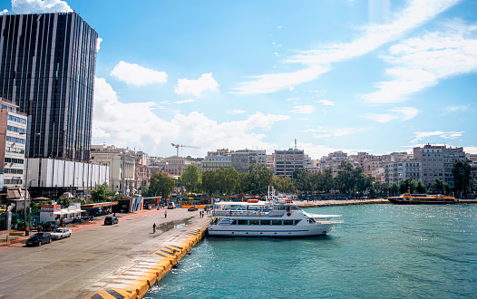 ATHENS, GREECE - September 22, 2015 : Piraeus port is the biggest port in Athens.