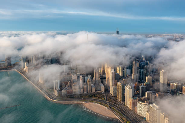 istock Chicago From Above - Cityscape Under Low Clouds 1314416296