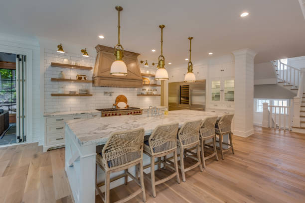 istock New kitchen with natural wood and white colors 1314417017