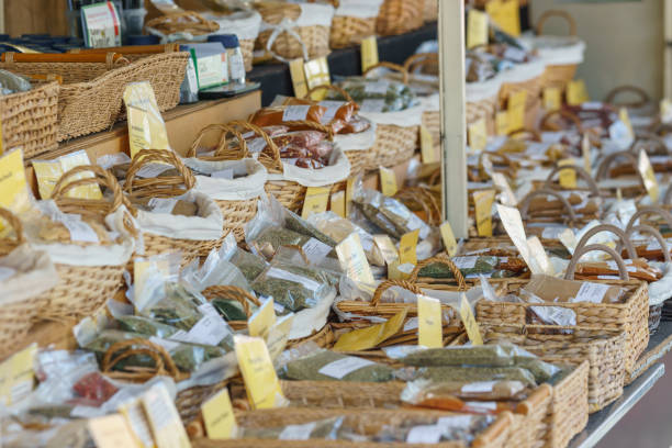 istock Different spices in boxes at market stall 1314417231